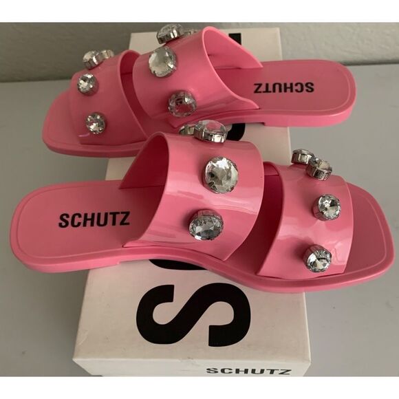 Schutz Lizzie Embellished Slide Sandals - Picture 2 of 12